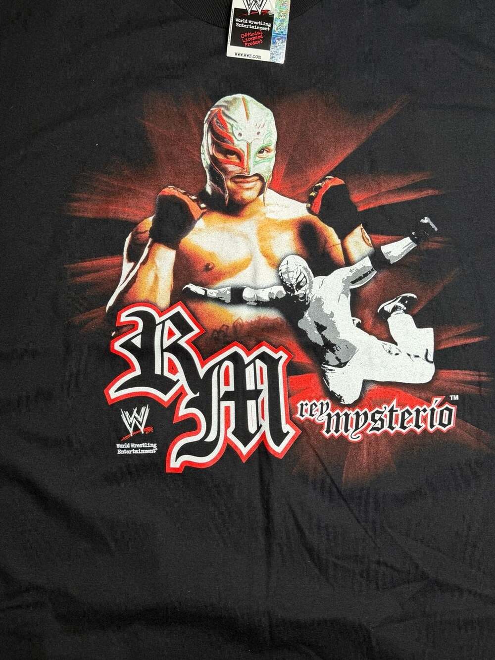 VTG Authentic WWE Rey Mysterio black Xl wrestling shirt wwf wcw nwo ecw